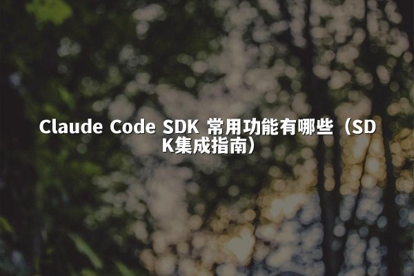 Claude Code SDK 常用功能有哪些（SDK集成指南）
