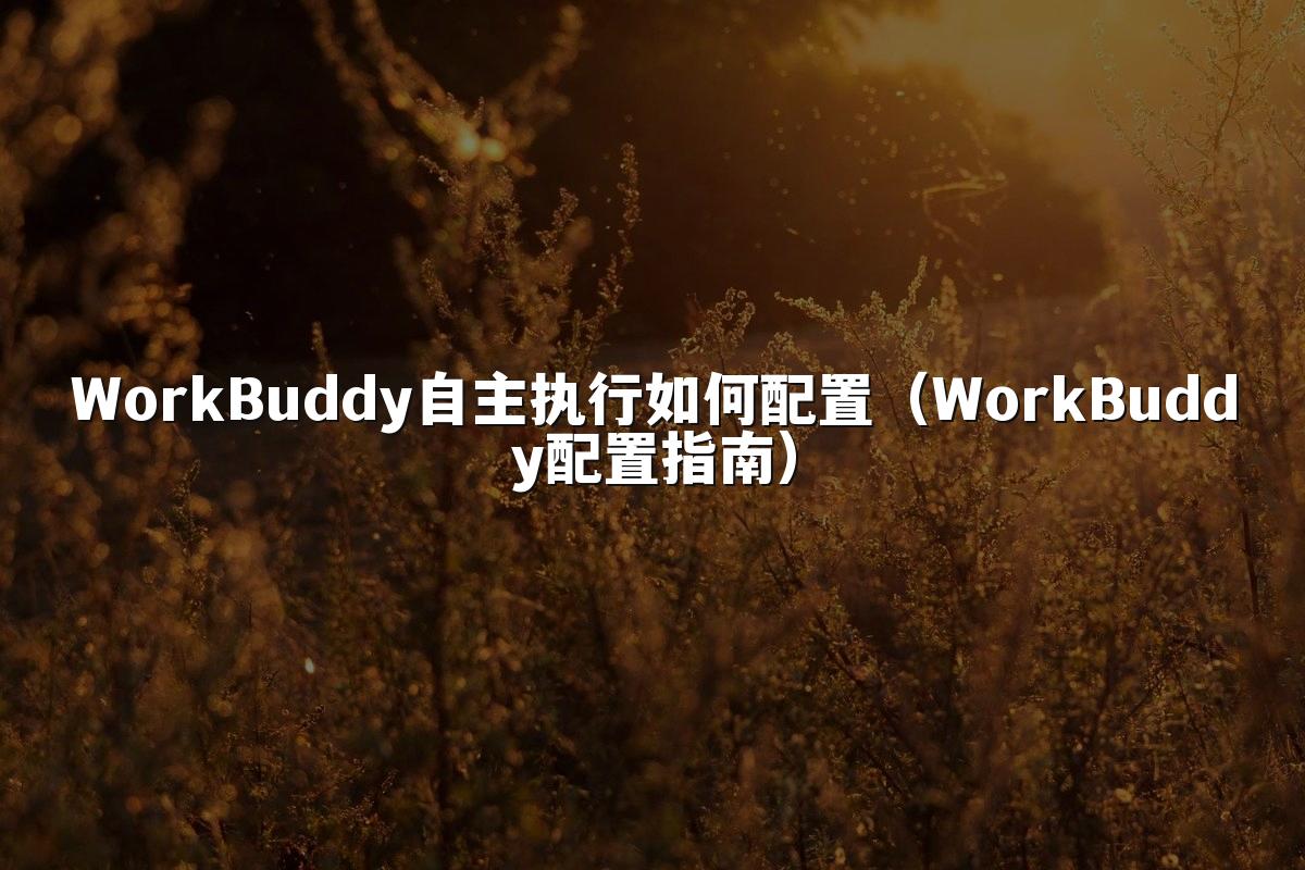 WorkBuddy自主执行如何配置(WorkBuddy配置指南)