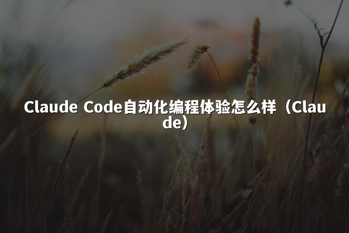 Claude Code自动化编程体验怎么样（Claude）
