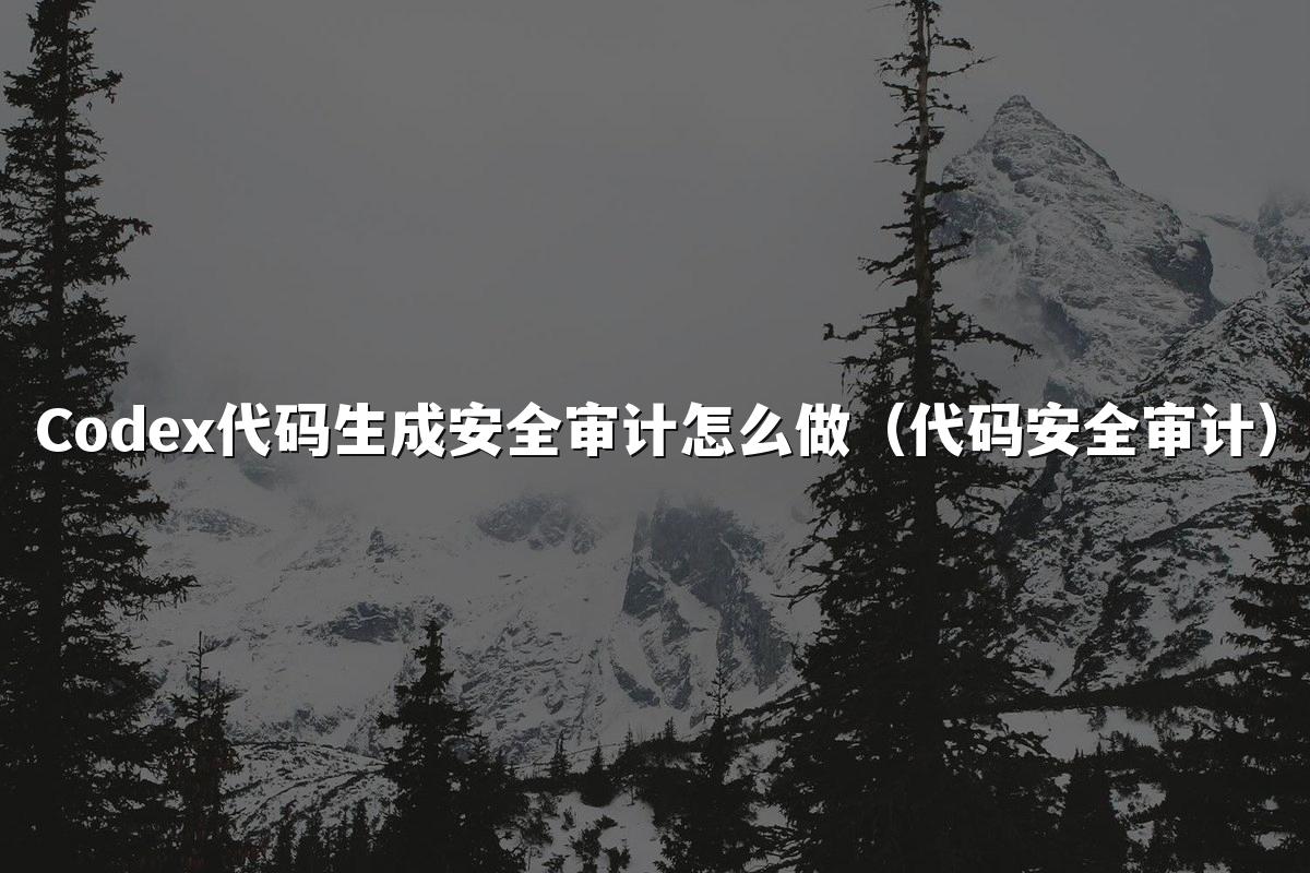 Codex代码生成安全审计怎么做（代码安全审计）