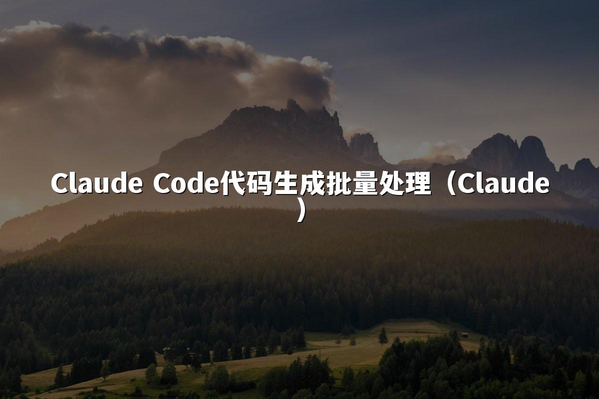Claude Code代码生成批量处理（Claude）