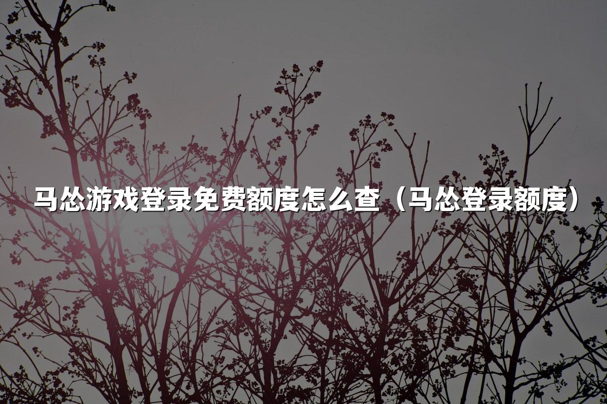 马怂游戏登录免费额度怎么查（马怂登录额度）