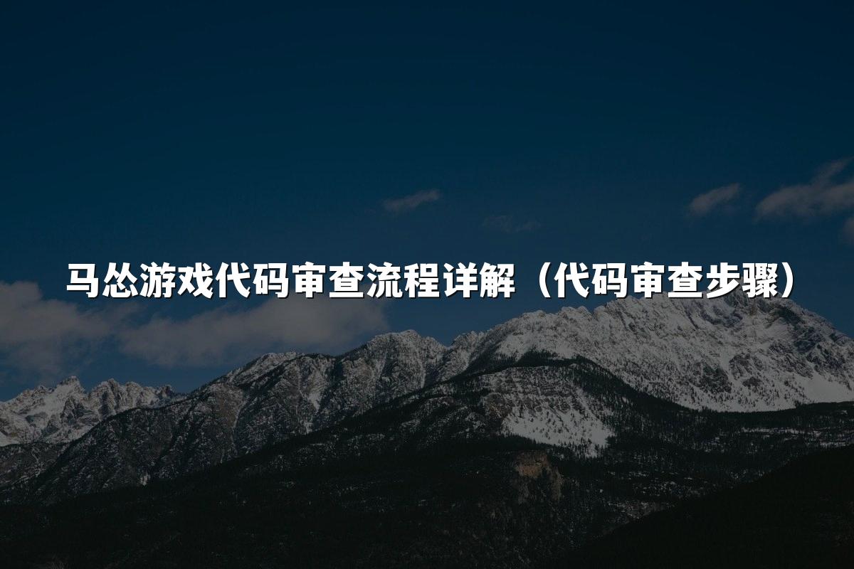 马怂游戏代码审查流程详解(代码审查步骤)