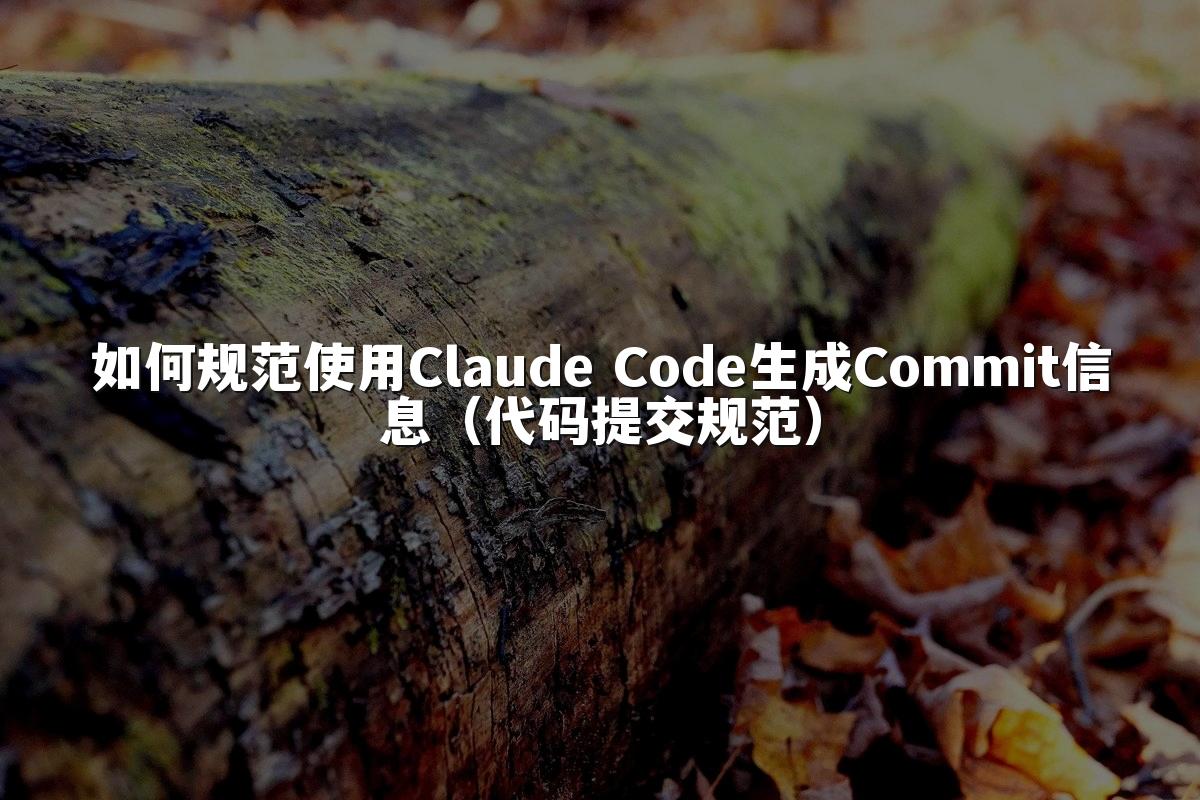 如何规范使用Claude Code生成Commit信息（代码提交规范）