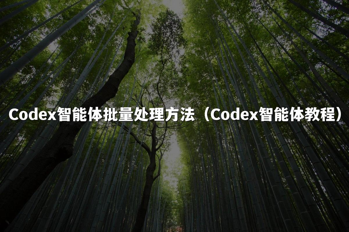 Codex智能体批量处理方法(Codex智能体教程)