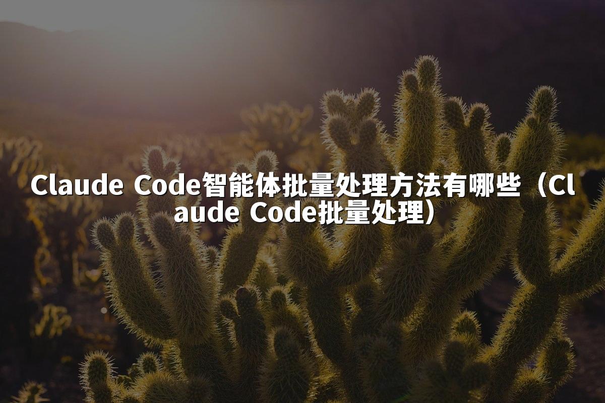 Claude Code智能体批量处理方法有哪些（Claude Code批量处理）