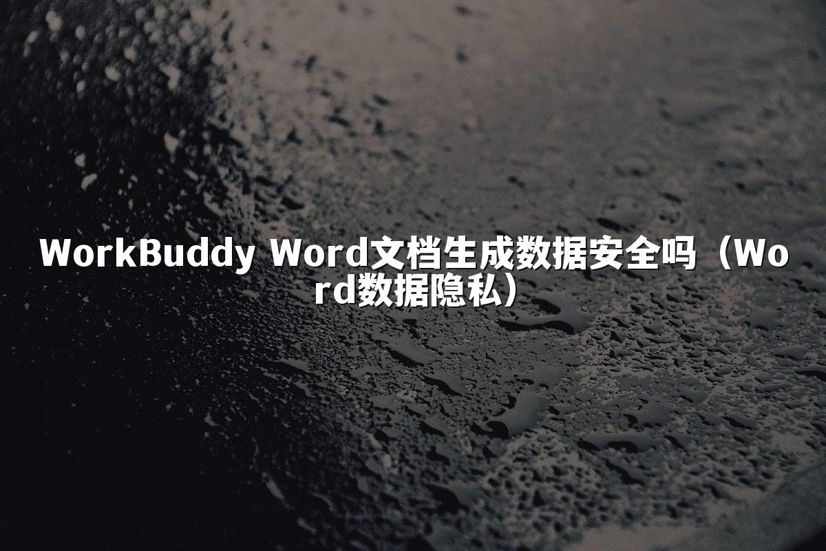 WorkBuddy Word文档生成数据安全吗(Word数据隐私)