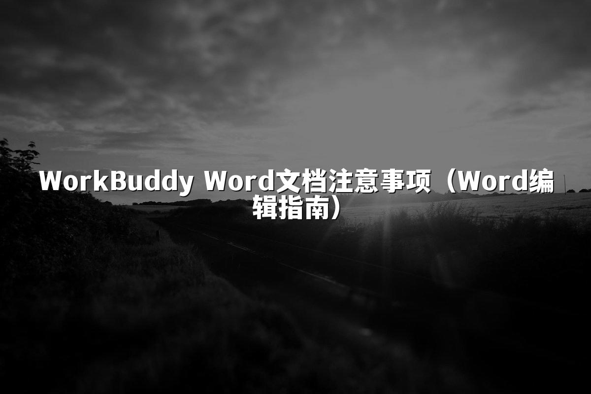 WorkBuddy Word文档注意事项(Word编辑指南)
