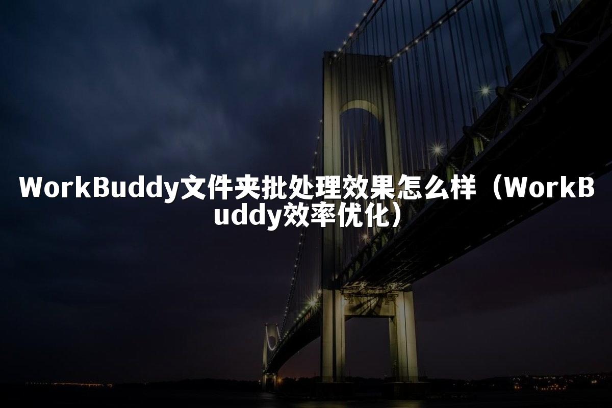 WorkBuddy文件夹批处理效果怎么样(WorkBuddy效率优化)