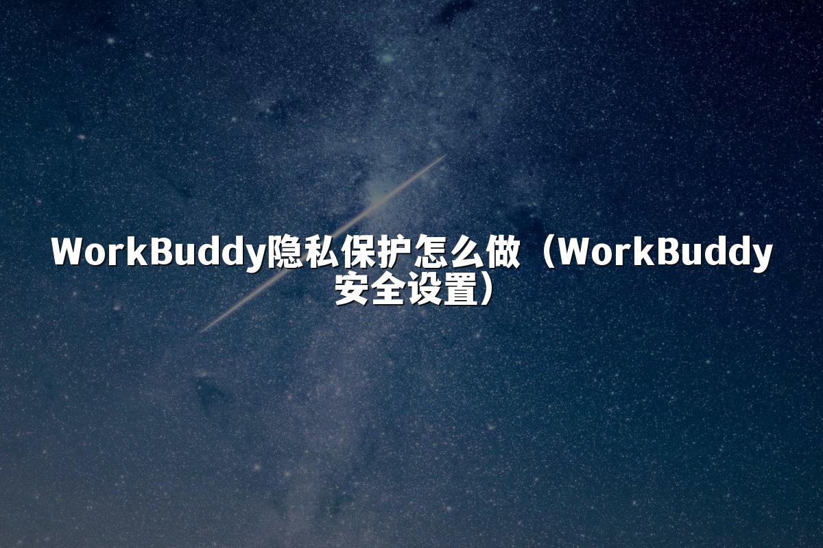 WorkBuddy隐私保护怎么做（WorkBuddy安全设置）