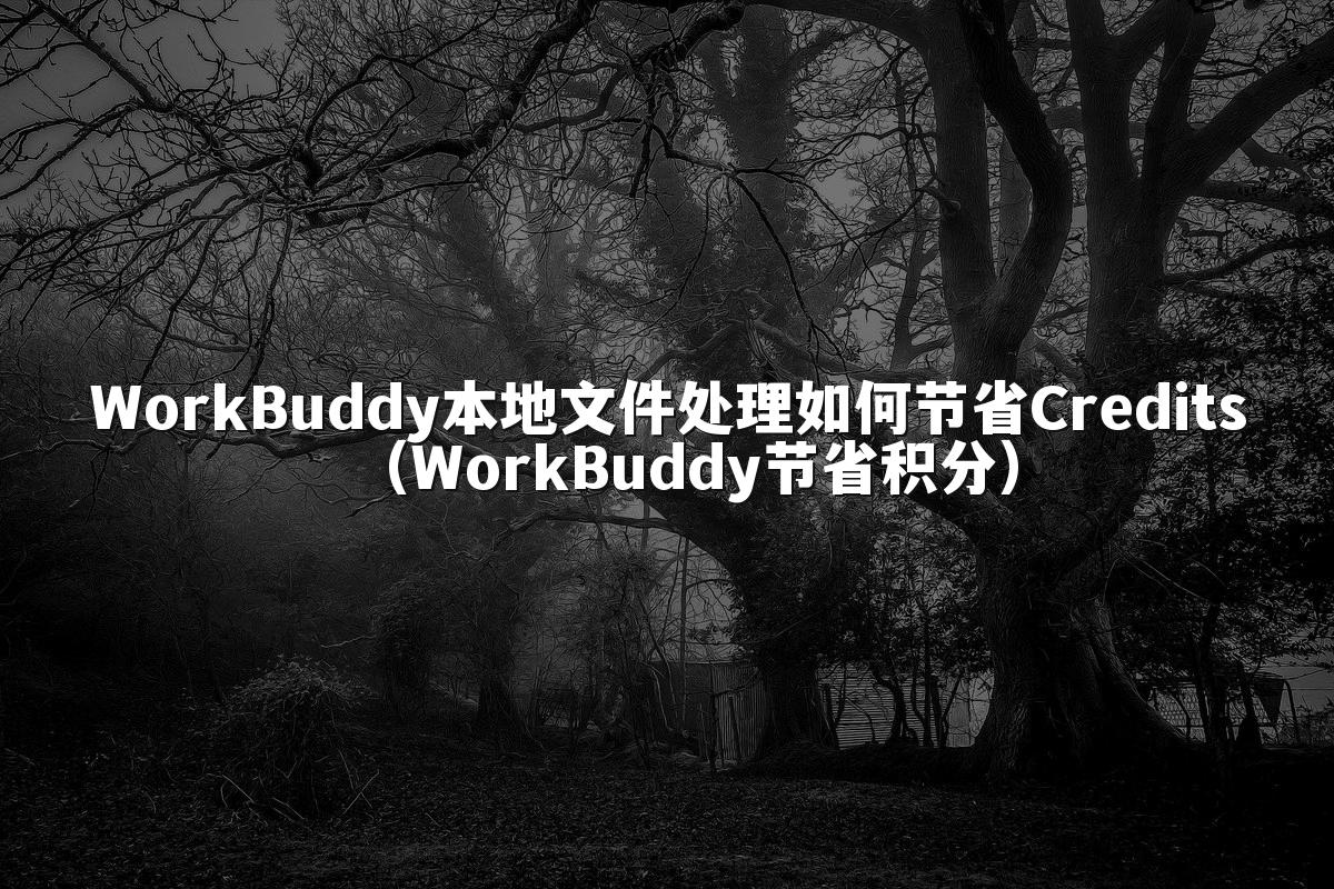 WorkBuddy本地文件处理如何节省Credits(WorkBuddy节省积分)