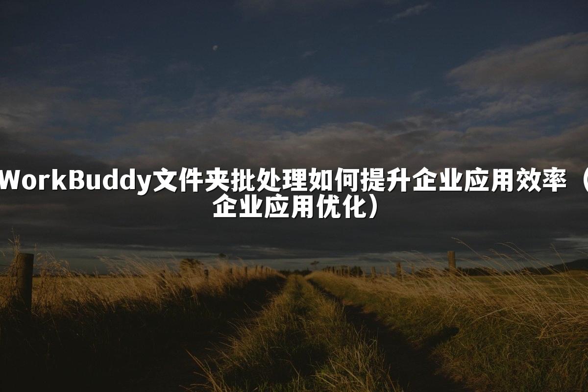 WorkBuddy文件夹批处理如何提升企业应用效率(企业应用优化)