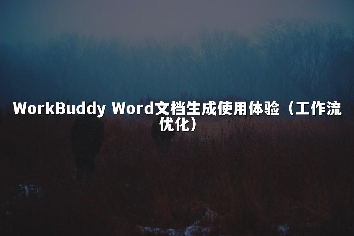 WorkBuddy Word文档生成使用体验(工作流优化)
