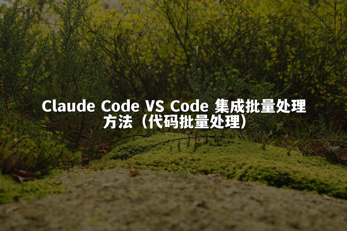 Claude Code VS Code 集成批量处理方法（代码批量处理）