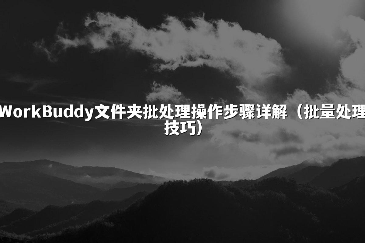 WorkBuddy文件夹批处理操作步骤详解(批量处理技巧)