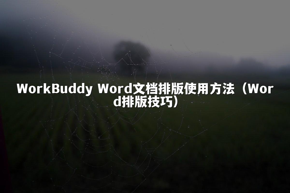 WorkBuddy Word文档排版使用方法(Word排版技巧)