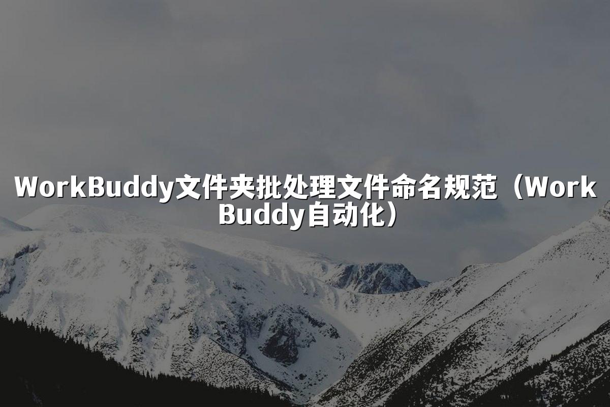 WorkBuddy文件夹批处理文件命名规范(WorkBuddy自动化)