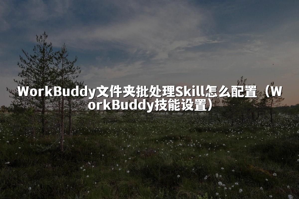 WorkBuddy文件夹批处理Skill怎么配置（WorkBuddy技能设置）