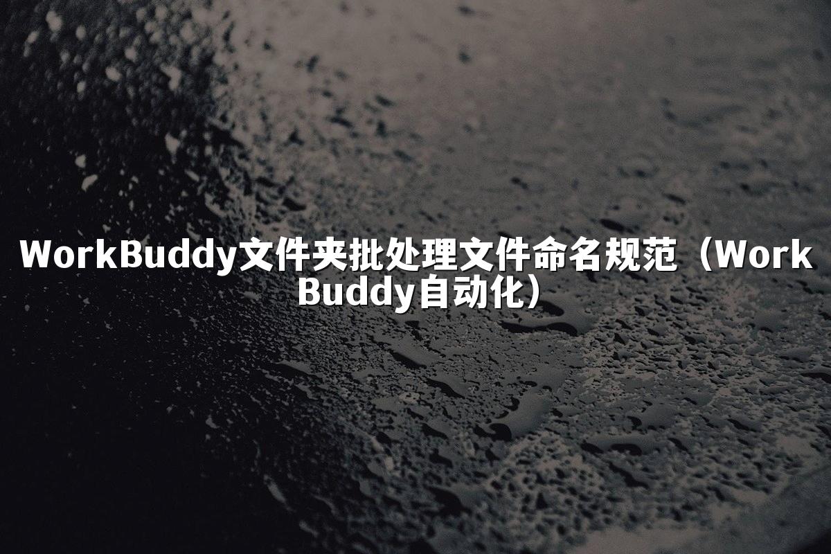 WorkBuddy文件夹批处理文件命名规范(WorkBuddy自动化)