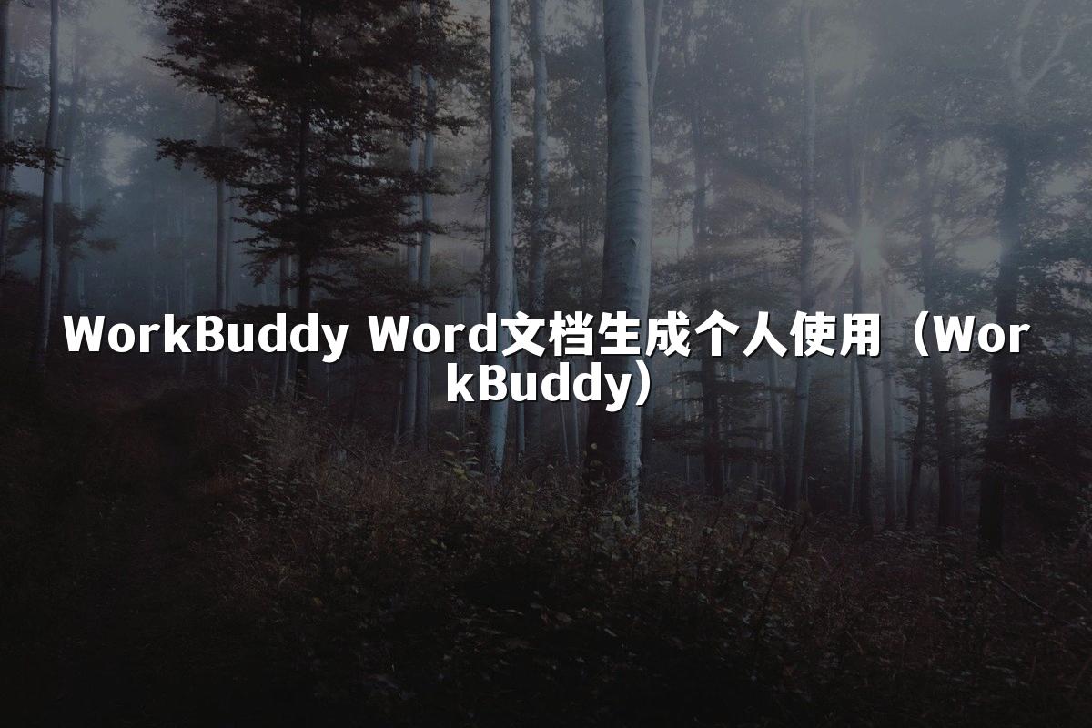 WorkBuddy Word文档生成个人使用(WorkBuddy)