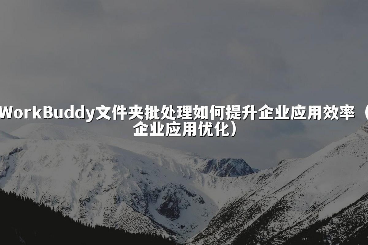 WorkBuddy文件夹批处理如何提升企业应用效率(企业应用优化)