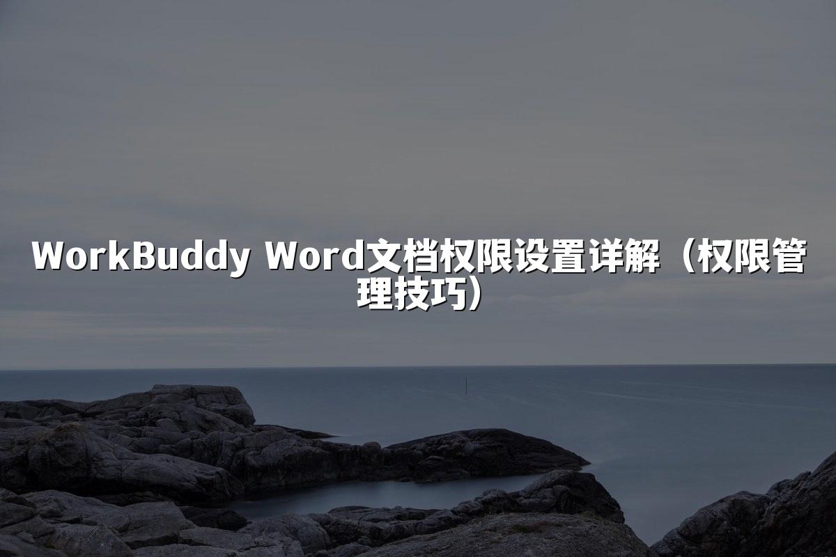 WorkBuddy Word文档权限设置详解(权限管理技巧)