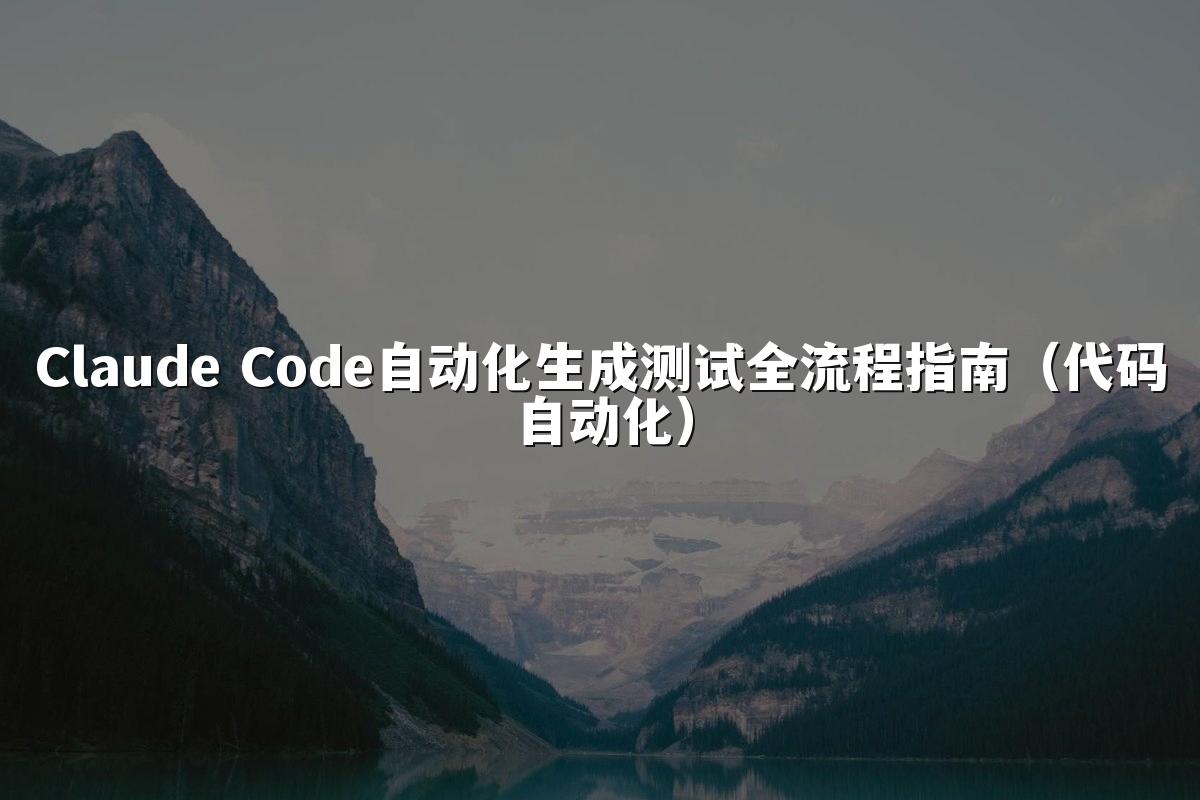 Claude Code自动化生成测试全流程指南(代码自动化)