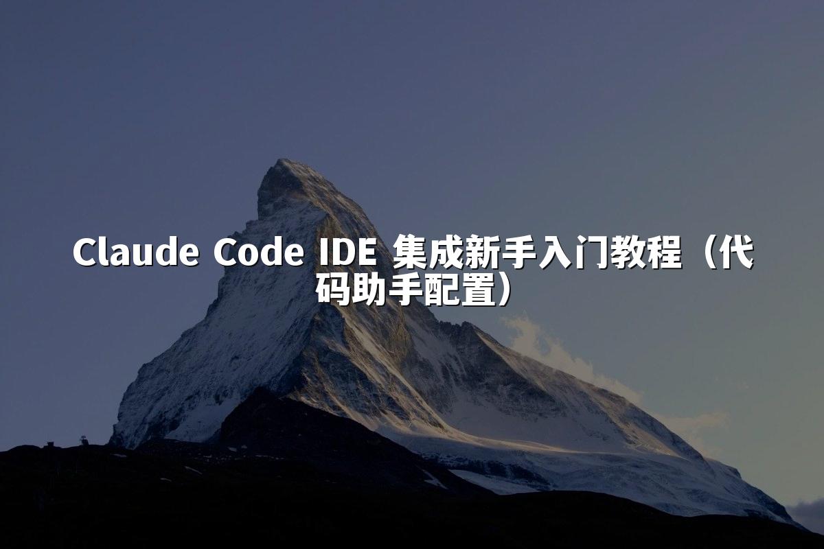 Claude Code IDE 集成新手入门教程(代码助手配置)
