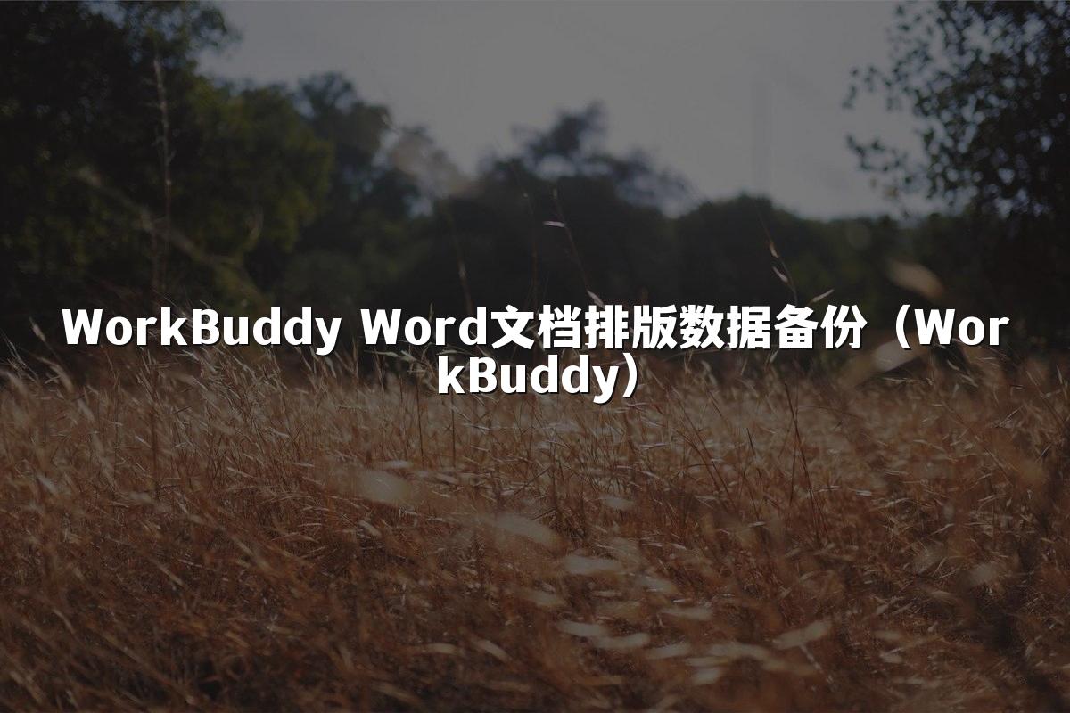 WorkBuddy Word文档排版数据备份(WorkBuddy)