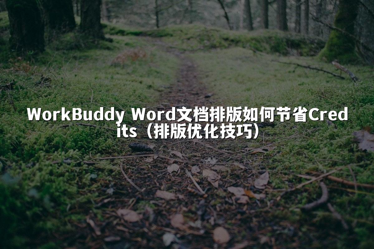 WorkBuddy Word文档排版如何节省Credits（排版优化技巧）