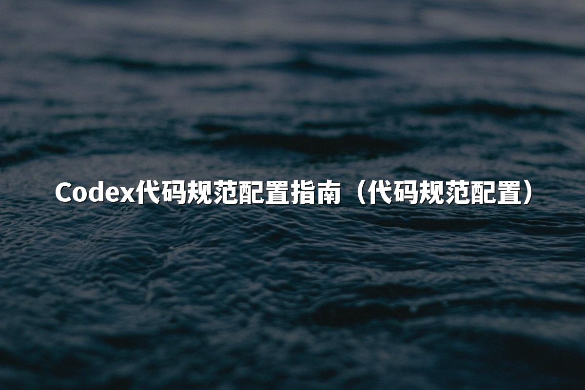 Codex代码规范配置指南（代码规范配置）