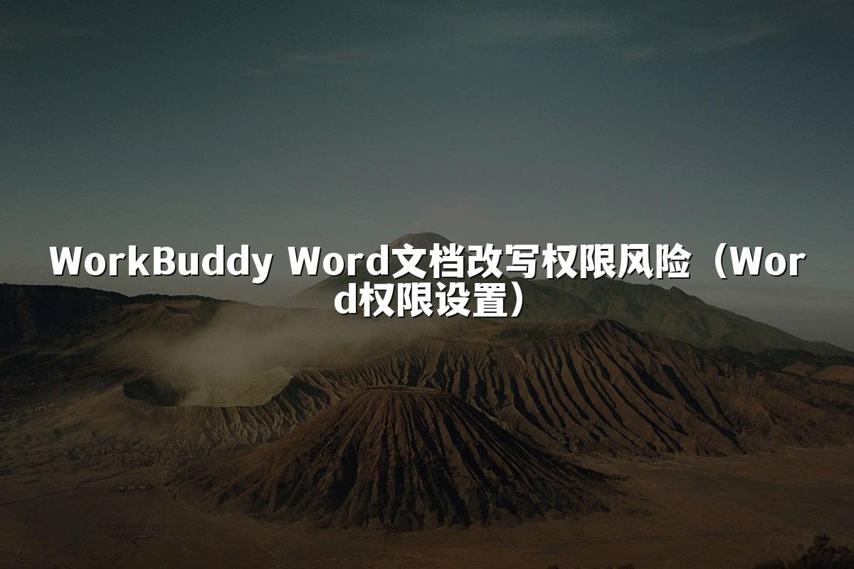 WorkBuddy Word文档改写权限风险(Word权限设置)