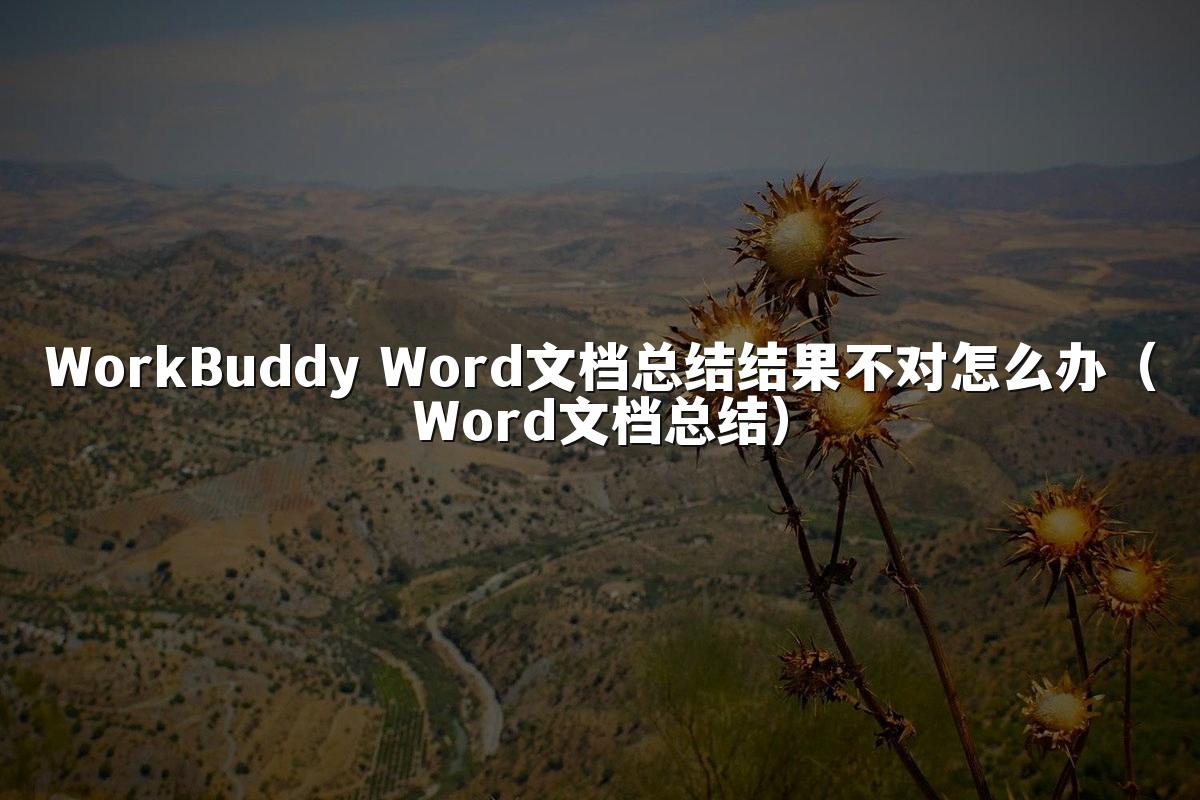 WorkBuddy Word文档总结结果不对怎么办（Word文档总结）