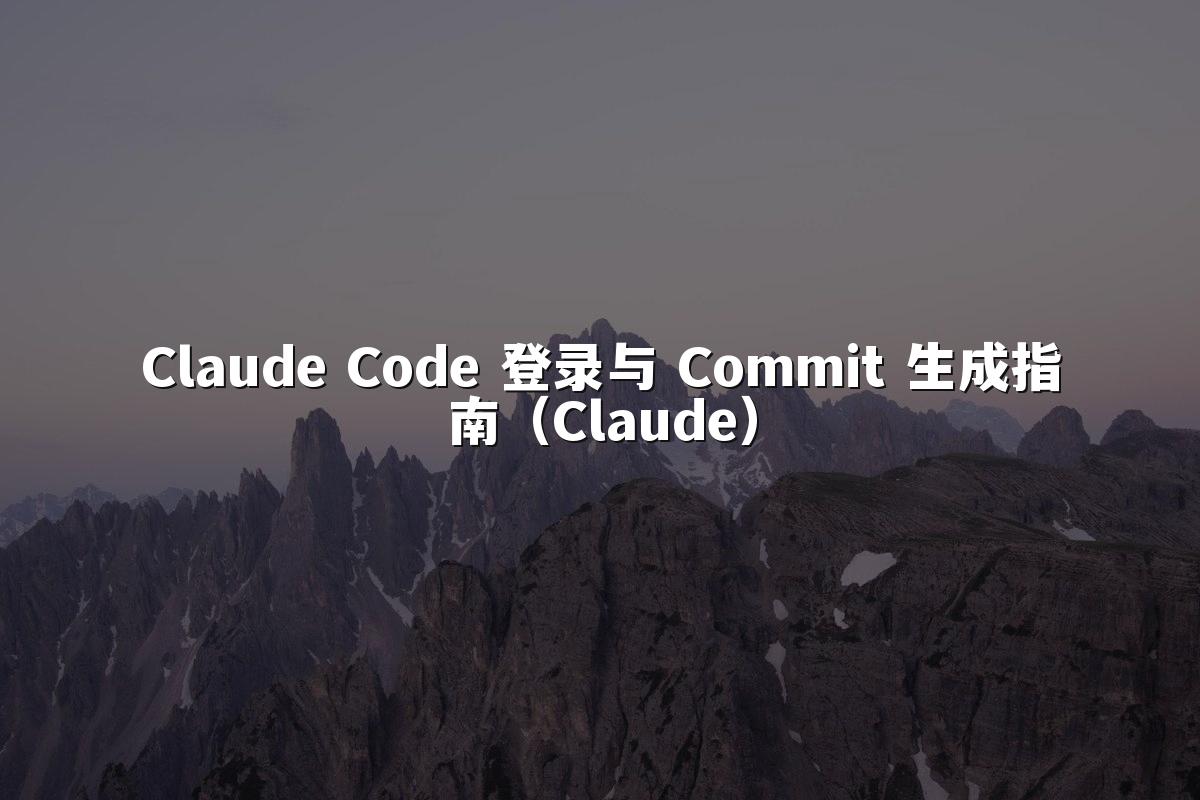 Claude Code 登录与 Commit 生成指南(Claude)