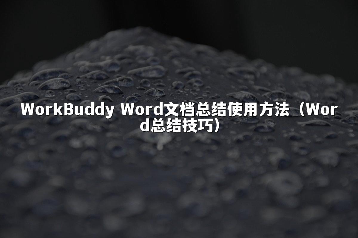 WorkBuddy Word文档总结使用方法(Word总结技巧)