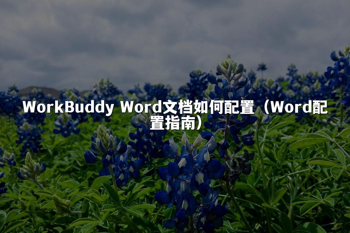 WorkBuddy Word文档如何配置(Word配置指南)