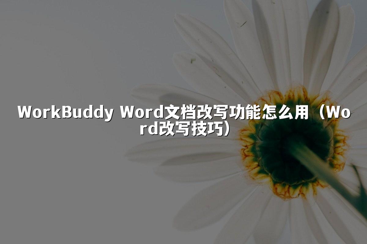 WorkBuddy Word文档改写功能怎么用(Word改写技巧)