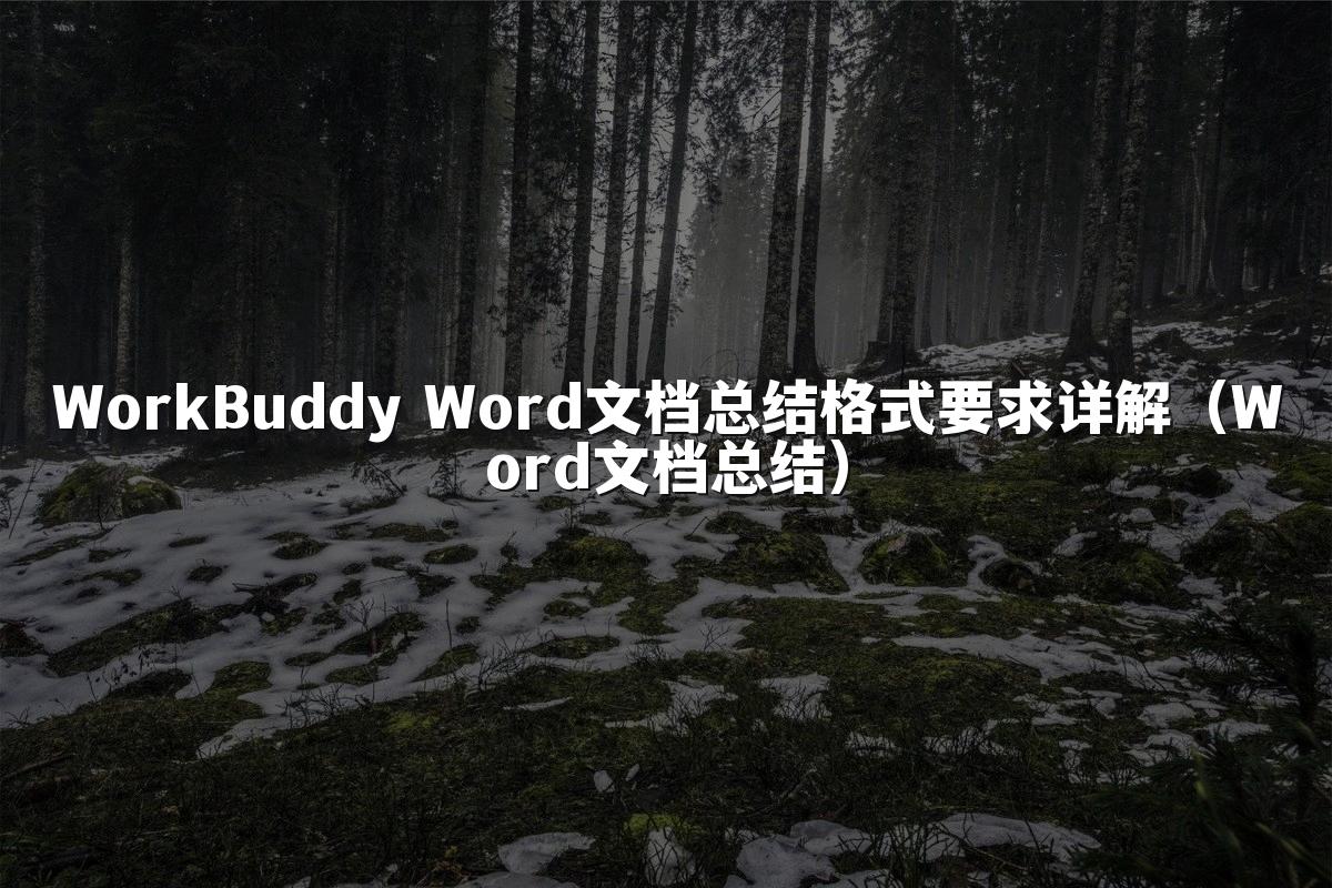 WorkBuddy Word文档总结格式要求详解(Word文档总结)