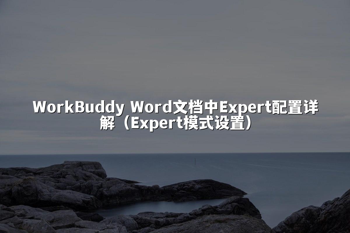 WorkBuddy Word文档中Expert配置详解（Expert模式设置）