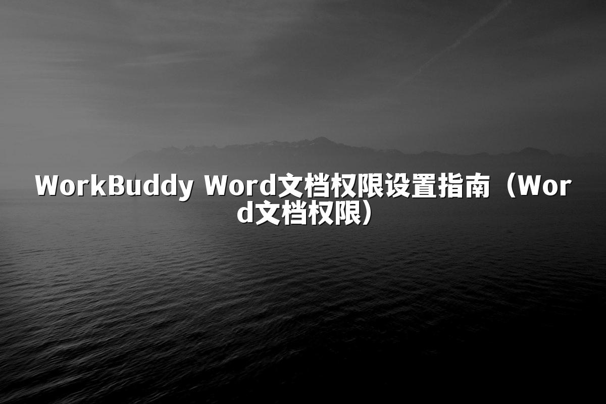 WorkBuddy Word文档权限设置指南(Word文档权限)