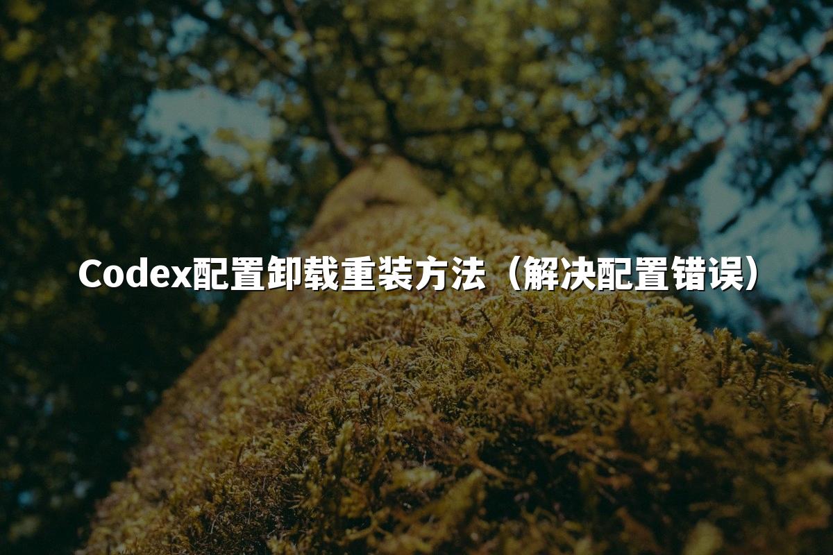 Codex配置卸载重装方法(解决配置错误)