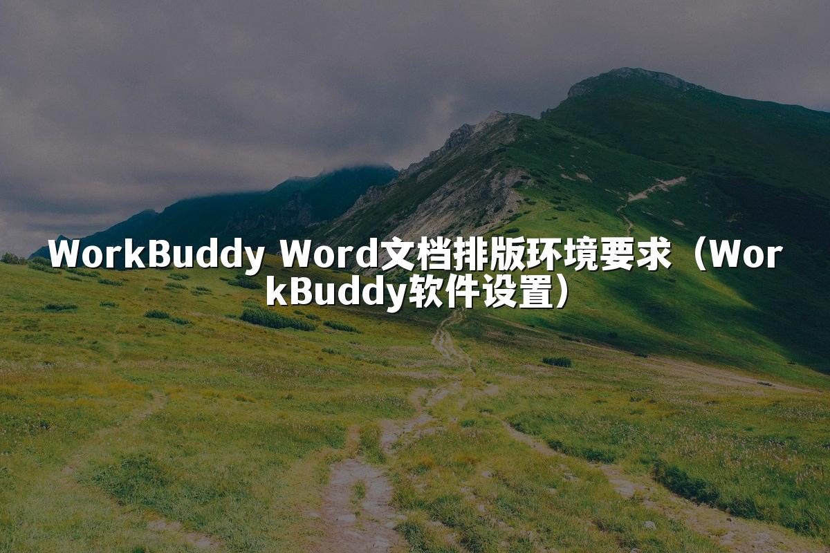 WorkBuddy Word文档排版环境要求(WorkBuddy软件设置)