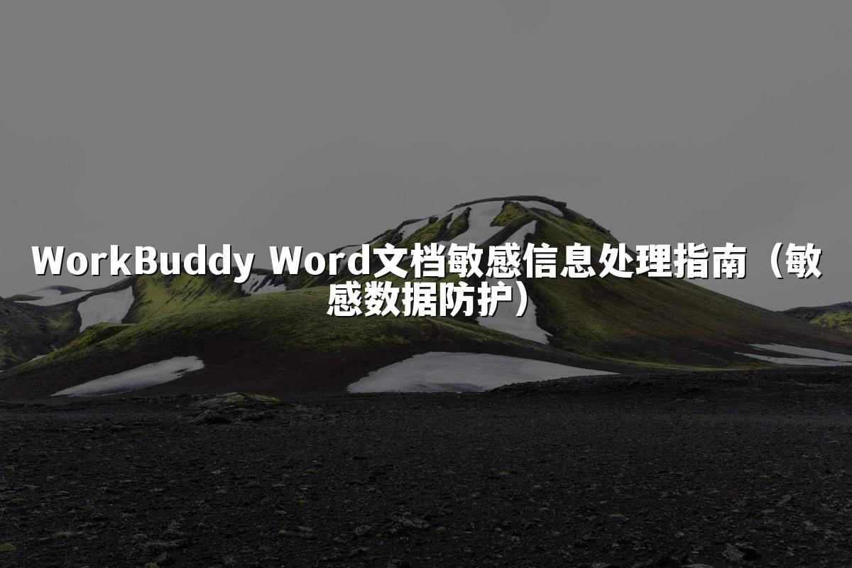 WorkBuddy Word文档敏感信息处理指南(敏感数据防护)