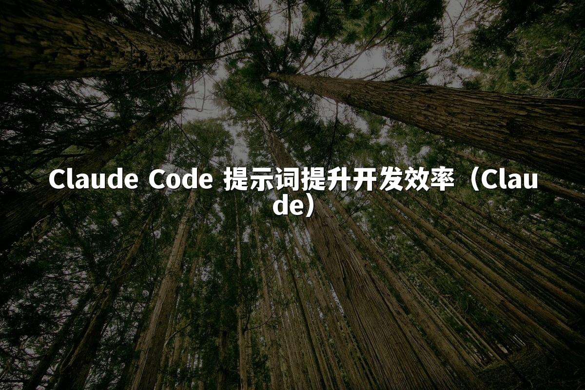 Claude Code 提示词提升开发效率（Claude）