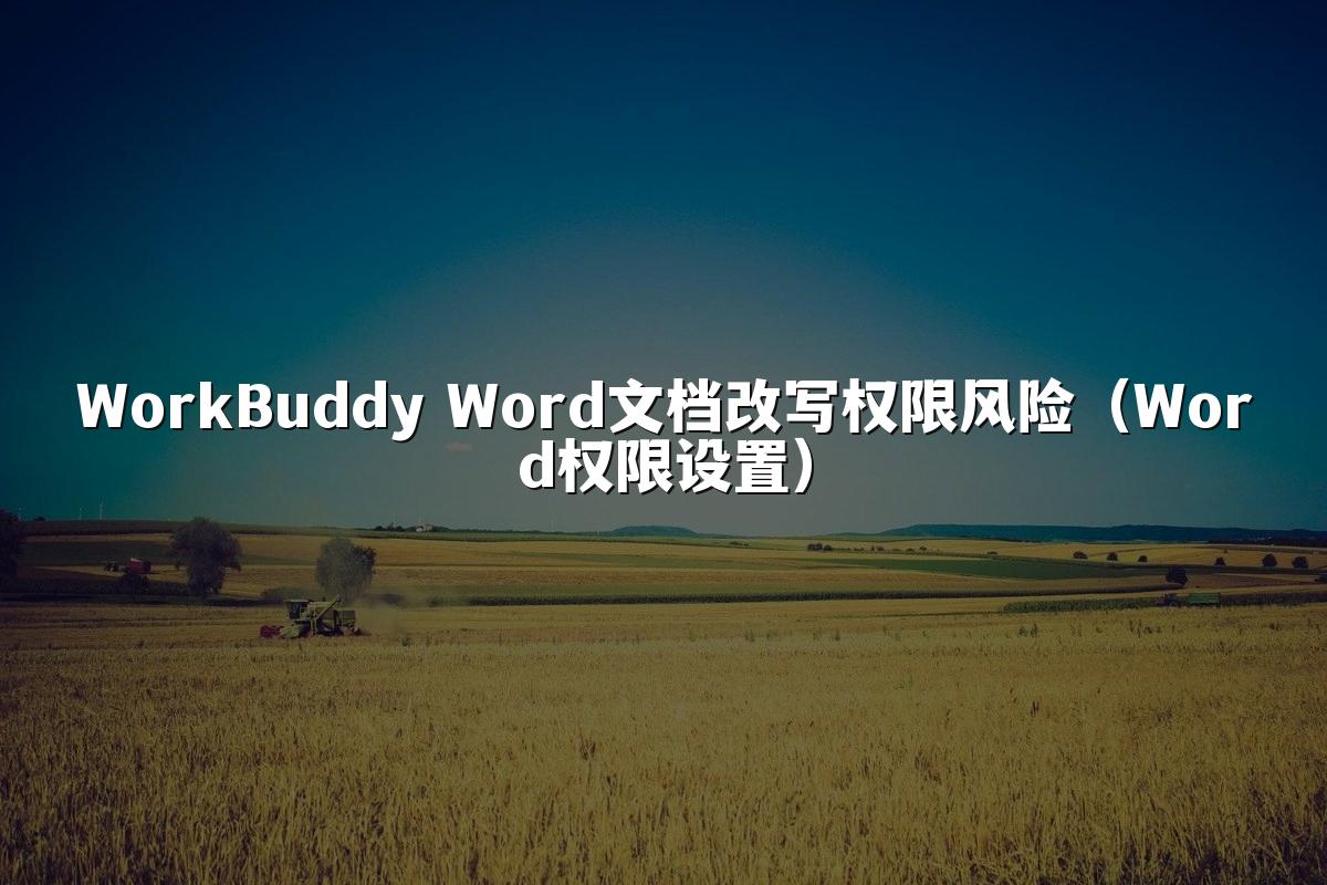 WorkBuddy Word文档改写权限风险(Word权限设置)