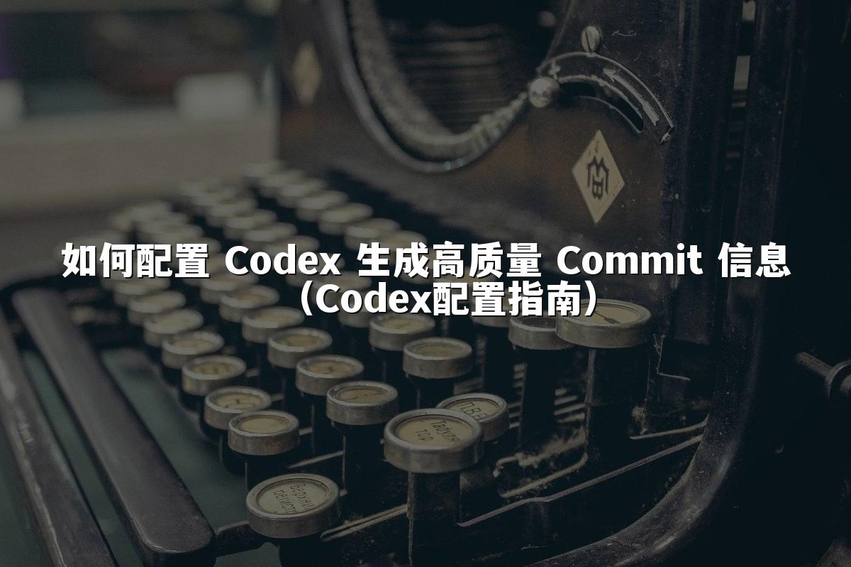 如何配置 Codex 生成高质量 Commit 信息(Codex配置指南)