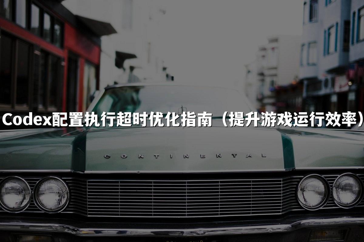 Codex配置执行超时优化指南（提升游戏运行效率）