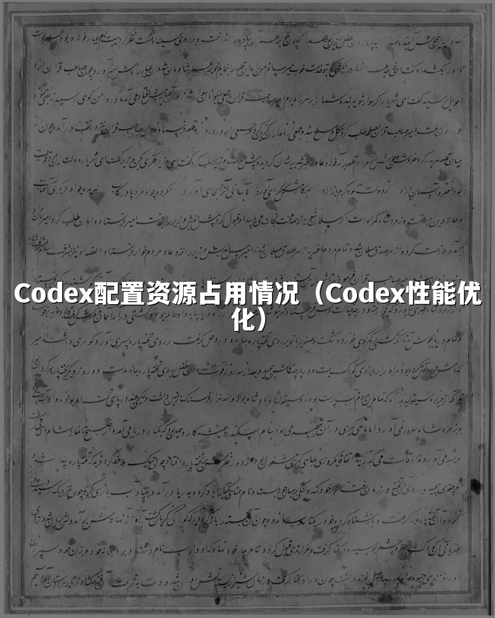 Codex配置资源占用情况（Codex性能优化）