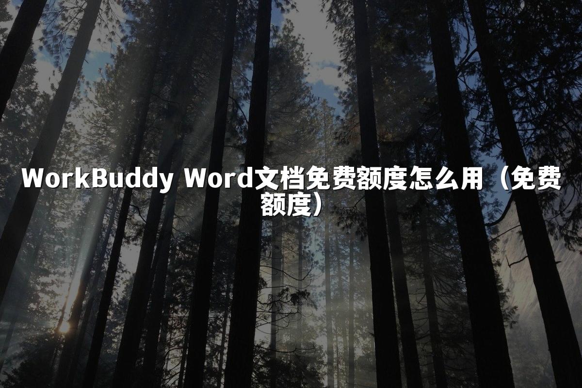 WorkBuddy Word文档免费额度怎么用(免费额度)