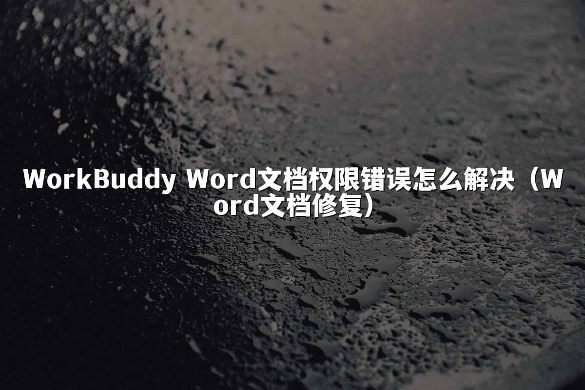 WorkBuddy Word文档权限错误怎么解决(Word文档修复)